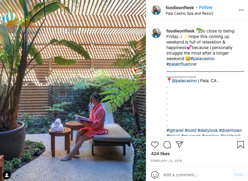 Pala Casino Instagram Influencer Campaign