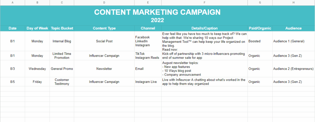 content campaign template