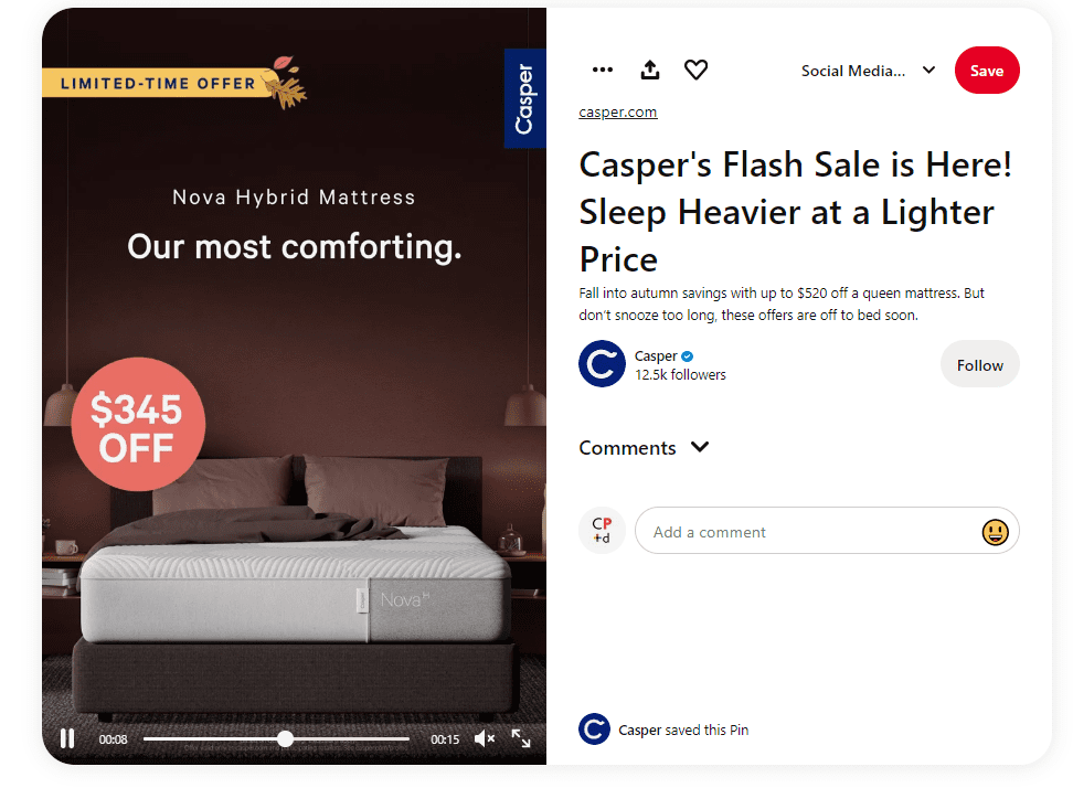 Pinterest video ad example