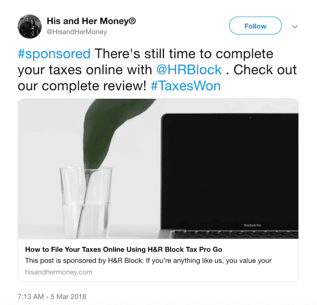 H&R Block influencer marketing campaign