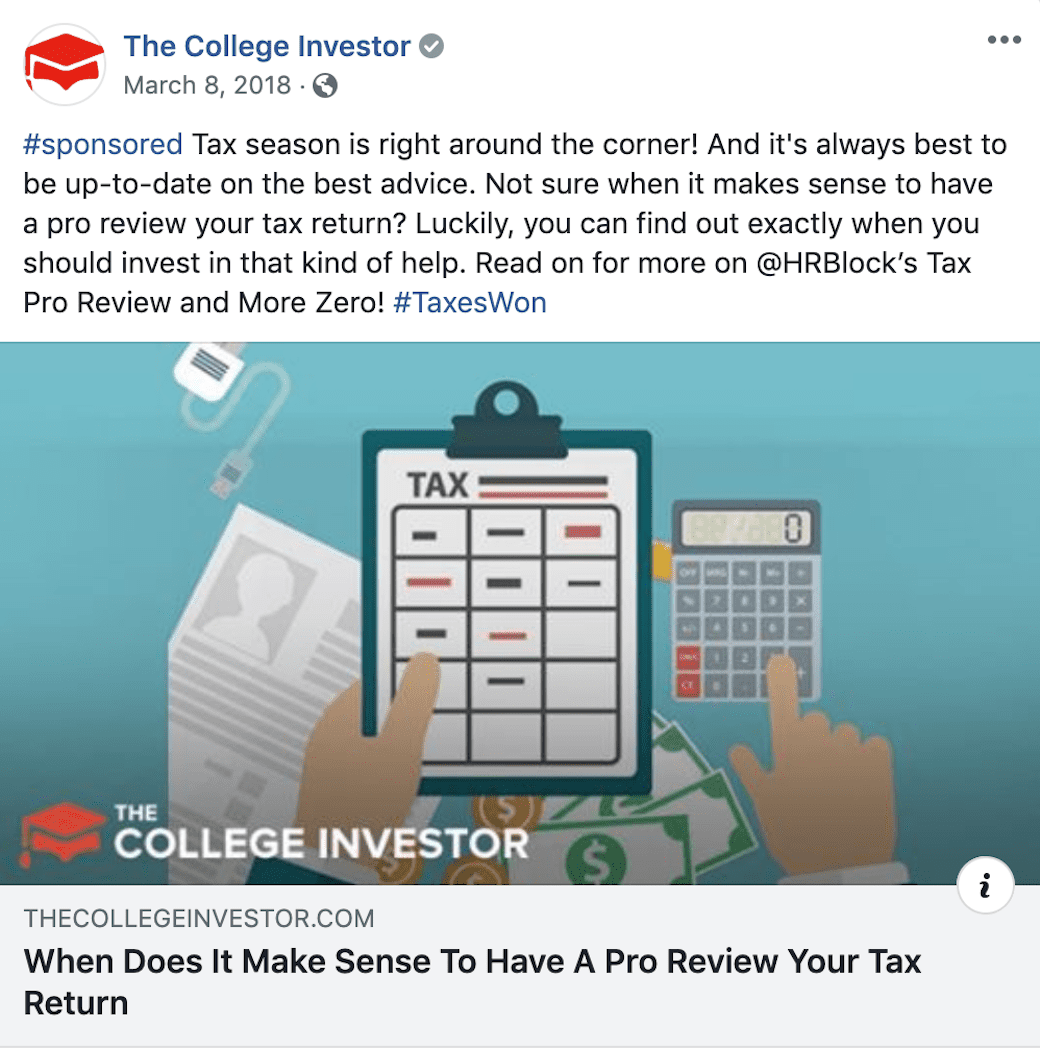 H&R Block influencer marketing campaign