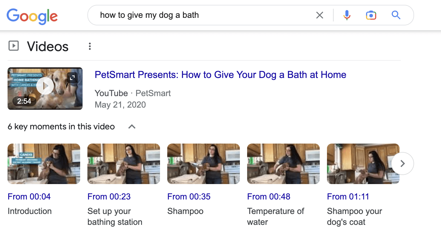 video search engine results