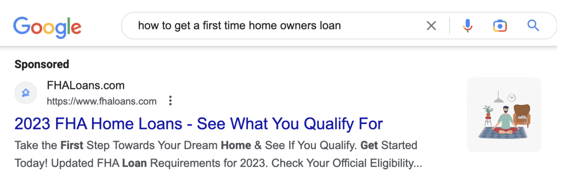 Search ad result for the query "how to get a first time home owners loan"