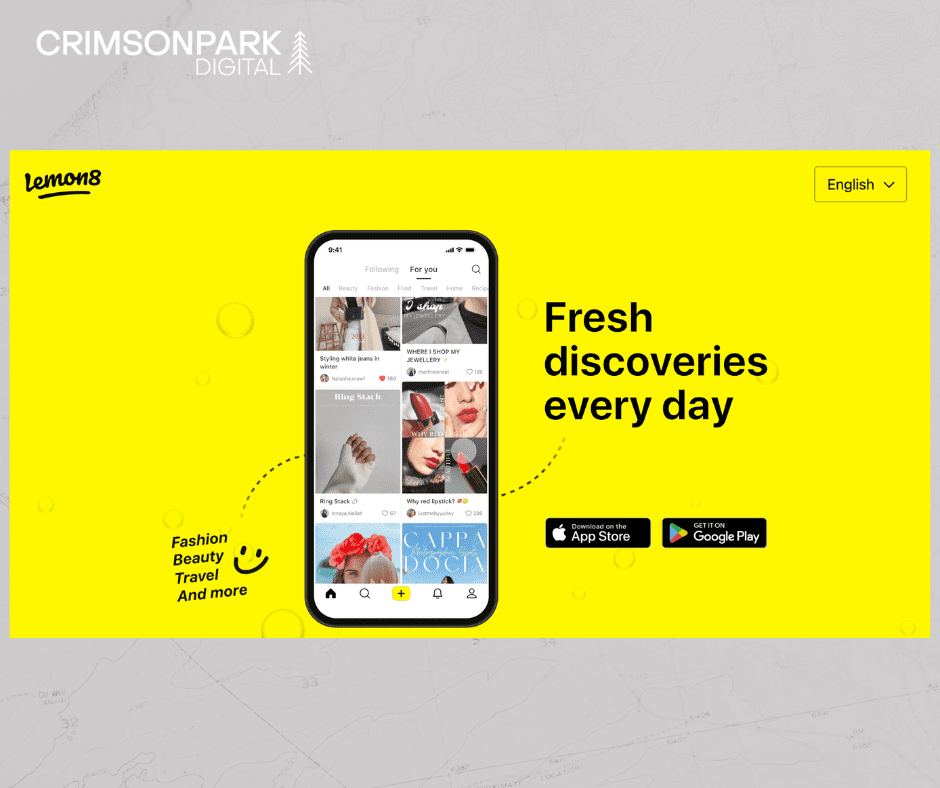 Screenshot from the homepage of Lemon8, showing the app in motion