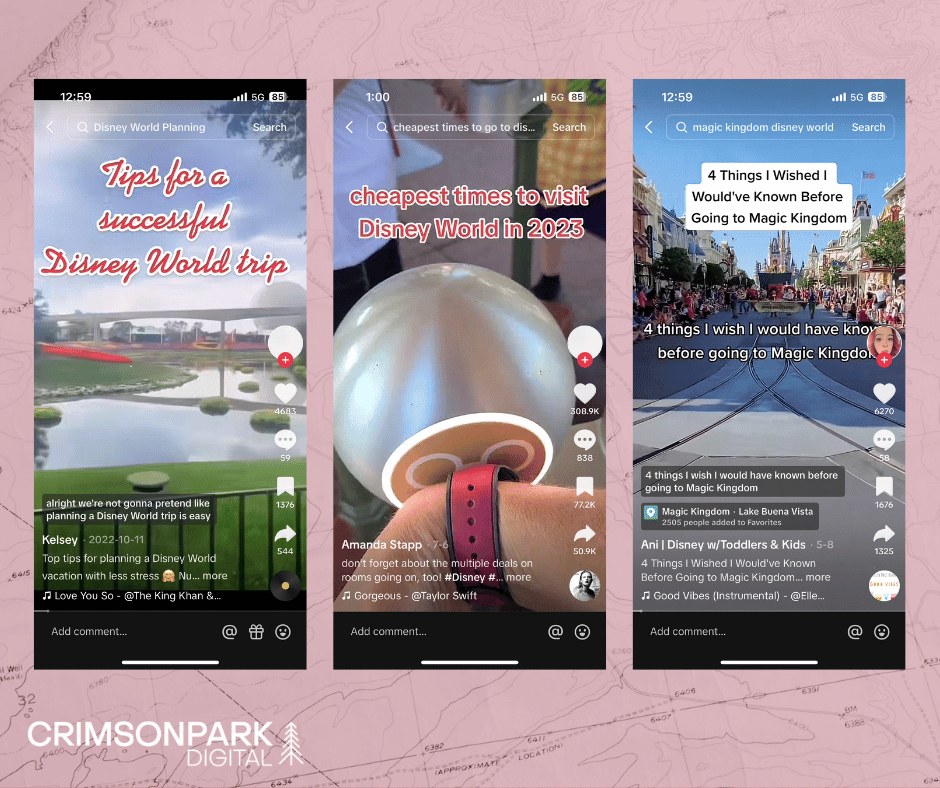 TikTok videos related to planning a trip to Disneyworld in 2023