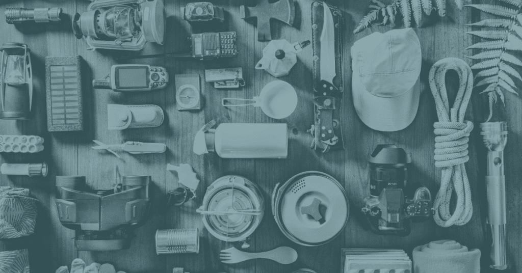 A collection of hiking tools