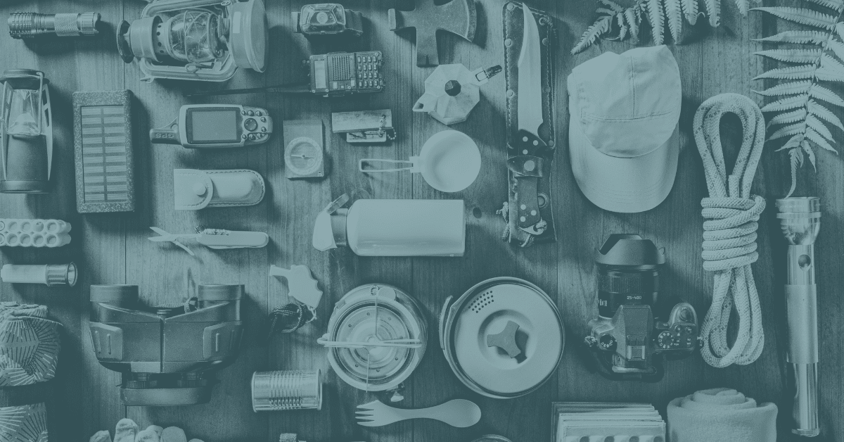 A collection of hiking tools