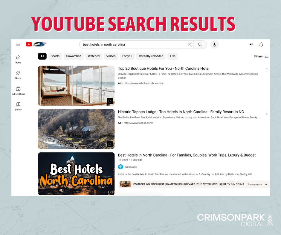 Search results on YouTube for _best hotels in north carolina