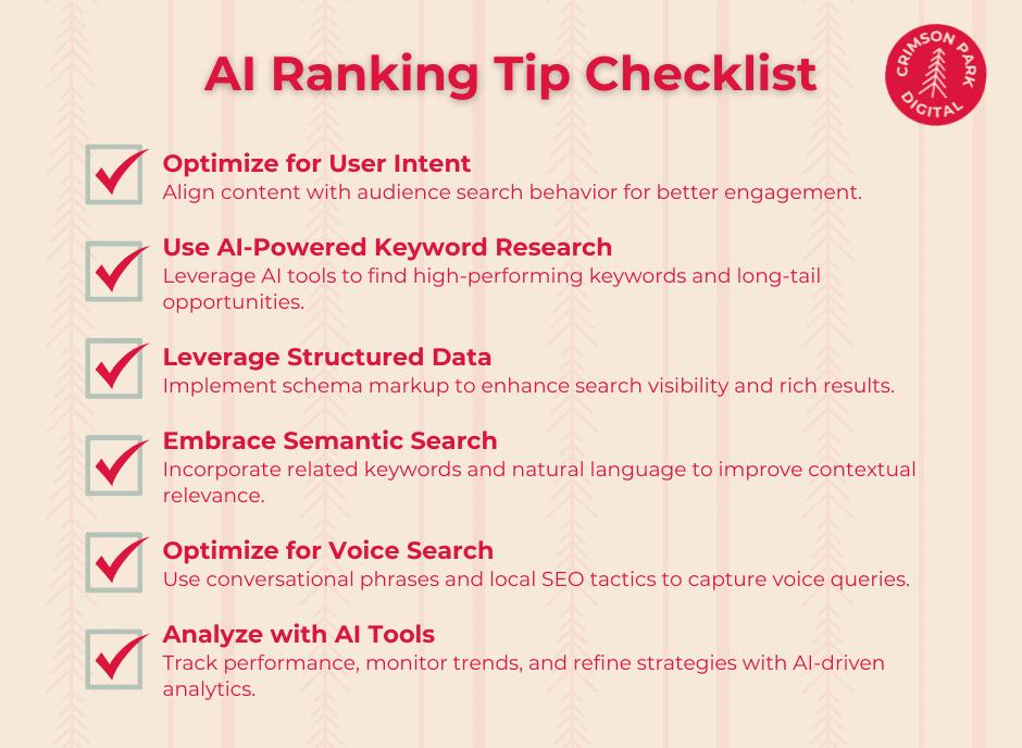 AI ranking tip checklist.