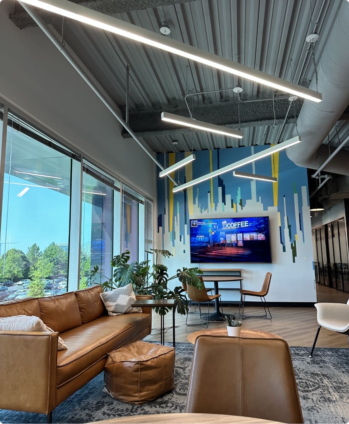 Office lobby with television