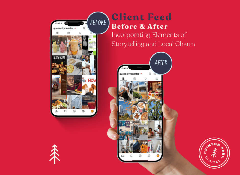 Graphic showing the before and after of client feeds. 
