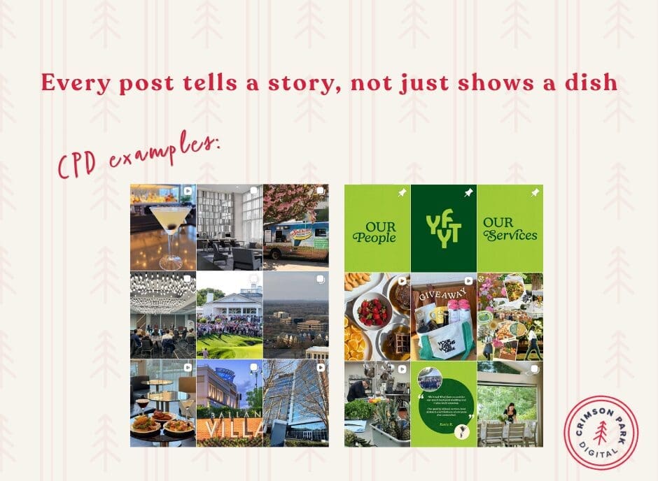 Every post tells a story, not just shows a dish